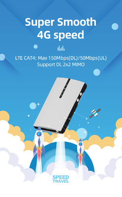 ভ্রমণের জন্য উচ্চ গতির 150Mbps মোবাইল হটস্পট 4G Lte রাউটার 2100mAh ব্যাটারি